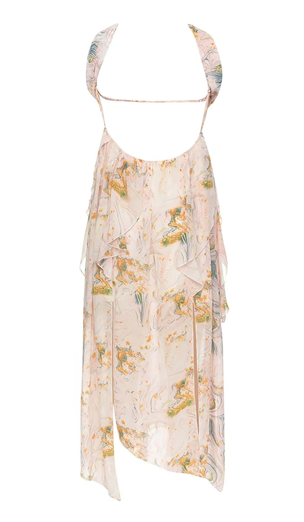 ALLOVER PRINT SPLIT THIGH BACKLESS DRESS Gloria Lanvin
