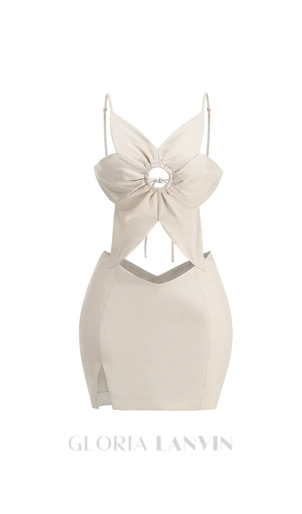 ALMA FLOWER DETAIL CUT OUT MIDI DRESS IN APRICOT Gloria Lanvin