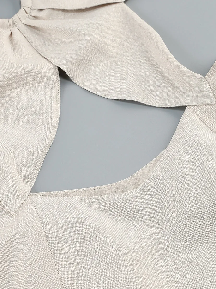 ALMA FLOWER DETAIL CUT OUT MIDI DRESS IN APRICOT Gloria Lanvin