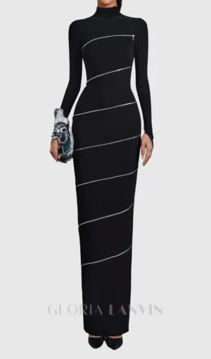 Aloysius Zipper Bodycon Maxi Dress In Black Gloria Lanvin
