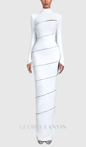 Aloysius Zipper Bodycon Maxi Dress In White Gloria Lanvin