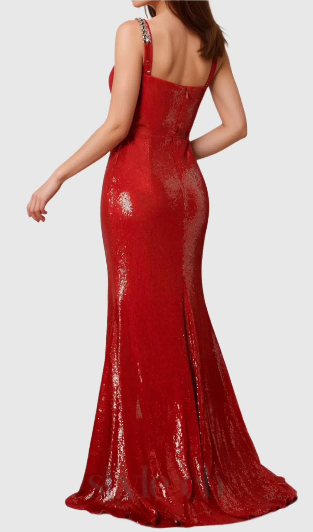 althea Manidis One-Shoulder Sequin Glitter High Slit Mermaid Dress Gloria Lanvin