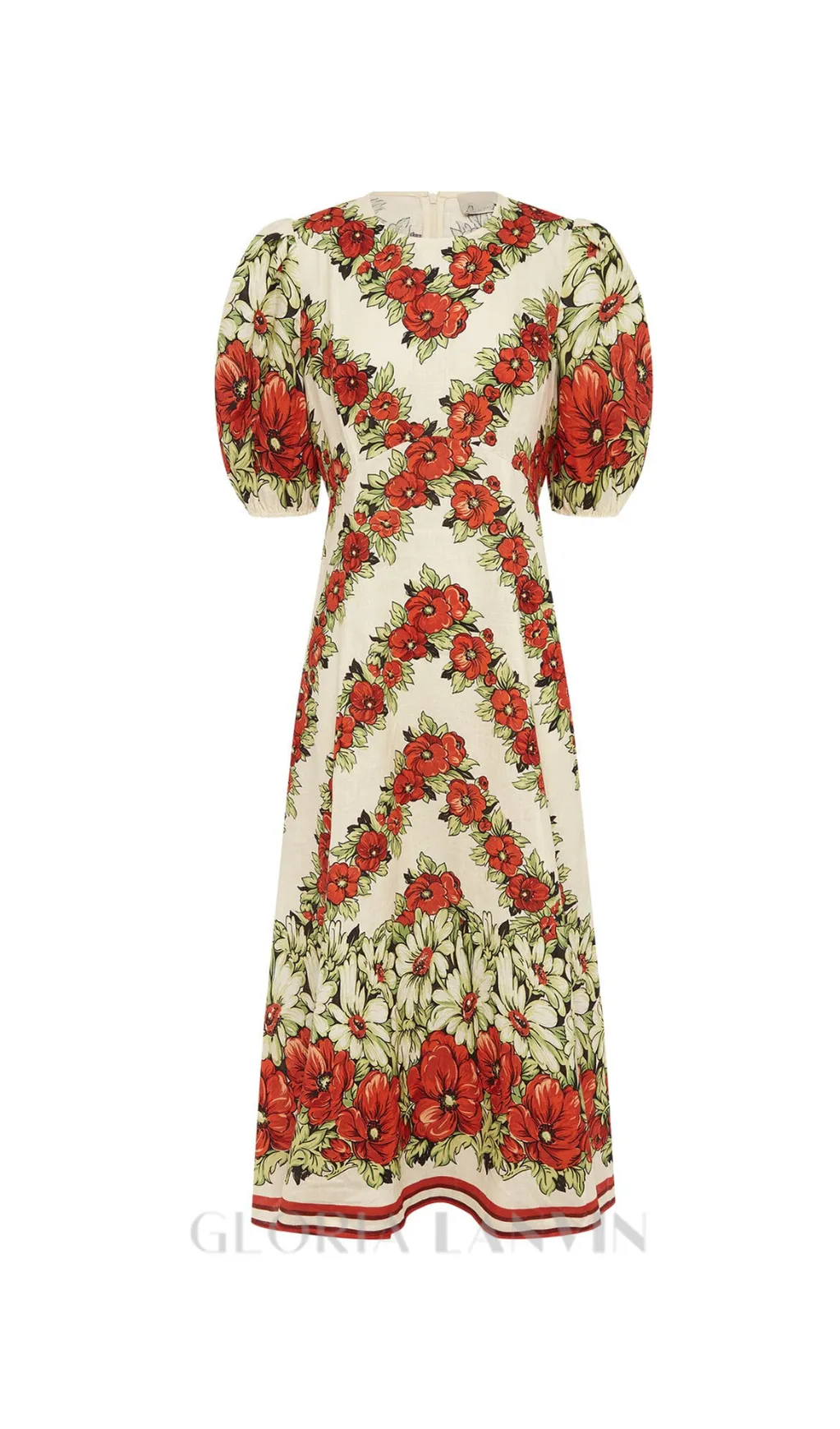 ALYSSA FLORAL PRINT MIDI DRESS IN RED Gloria Lanvin