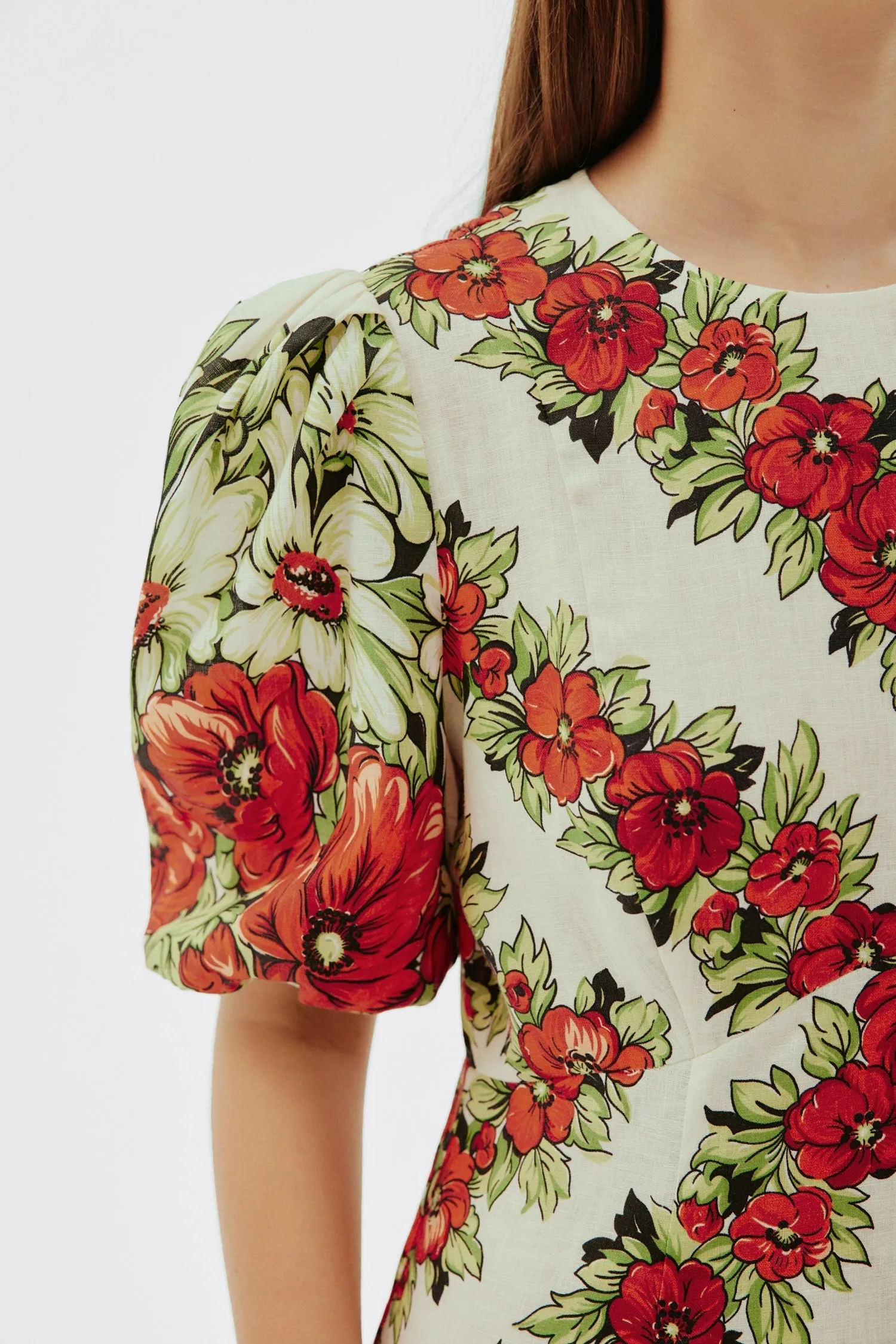 ALYSSA FLORAL PRINT MIDI DRESS IN RED Gloria Lanvin