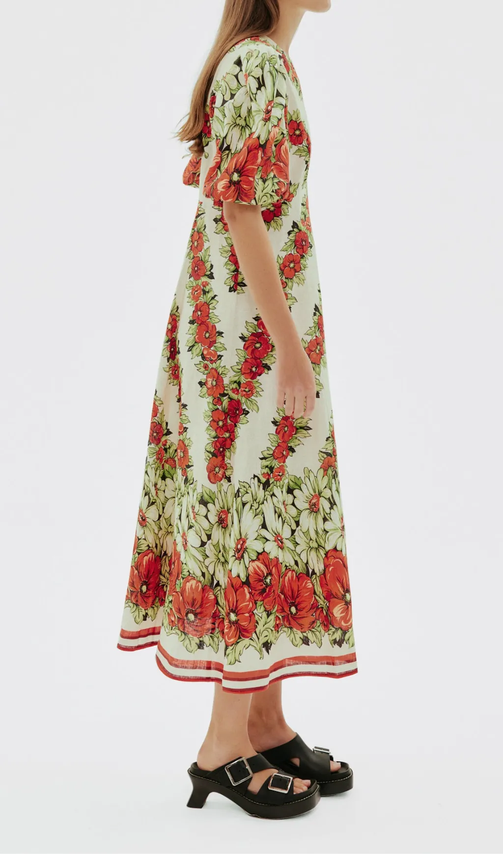 ALYSSA FLORAL PRINT MIDI DRESS IN RED Gloria Lanvin