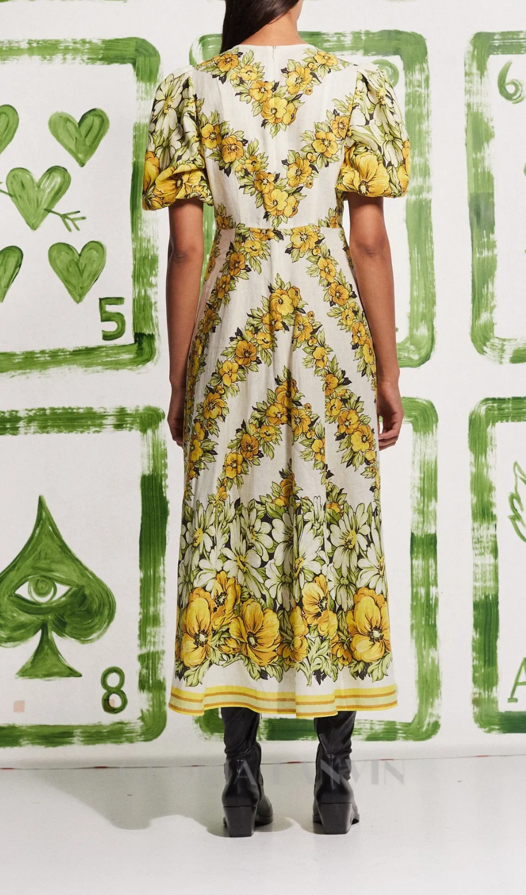 ALYSSA FLORAL PRINT MIDI DRESS IN YELLOW Gloria Lanvin