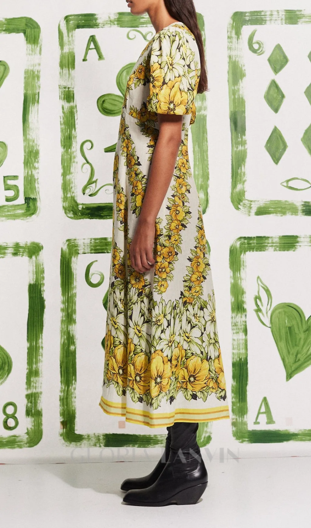 ALYSSA FLORAL PRINT MIDI DRESS IN YELLOW Gloria Lanvin