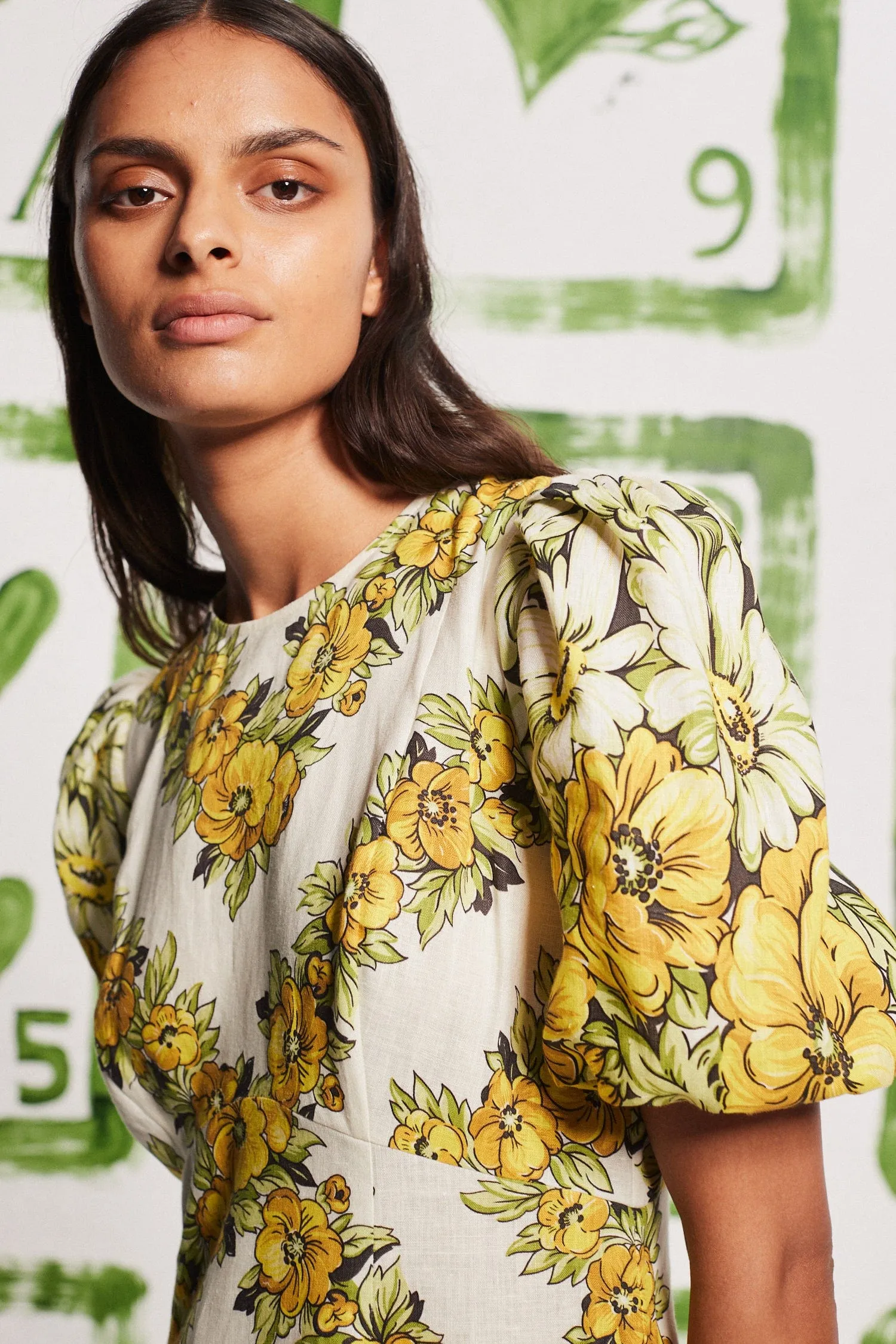 ALYSSA FLORAL PRINT MIDI DRESS IN YELLOW Gloria Lanvin