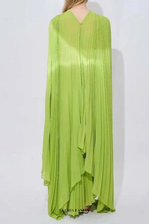 alyssa pleated grass green maxi dress Gloria Lanvin