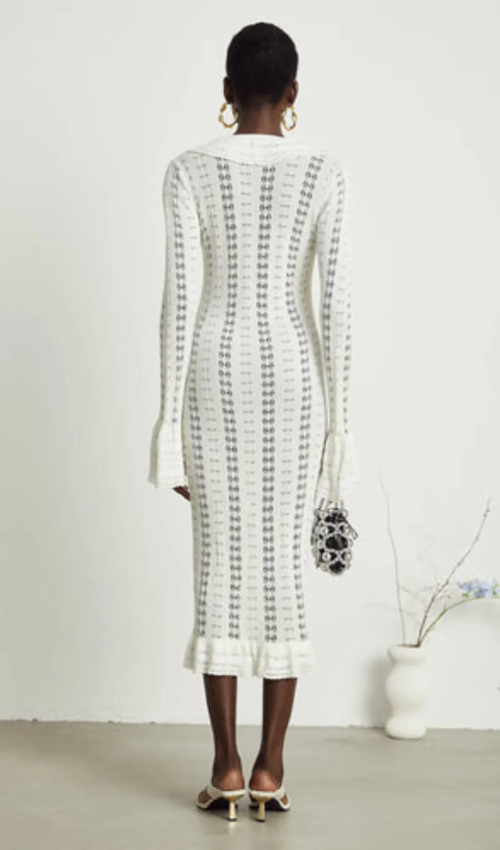 Alyssa pointelle-knit V-neck midi dress Gloria Lanvin