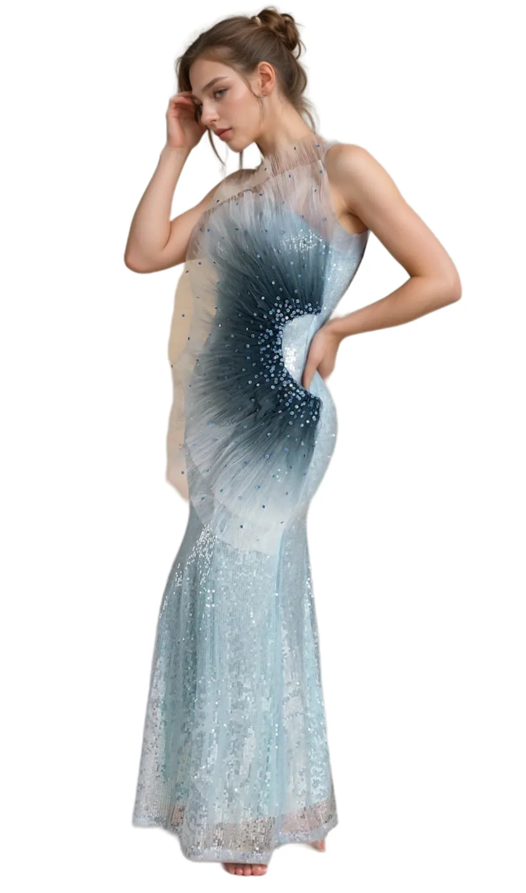 alyssa Samira Gradient Embellished Mermaid Maxi Dress Gloria Lanvin