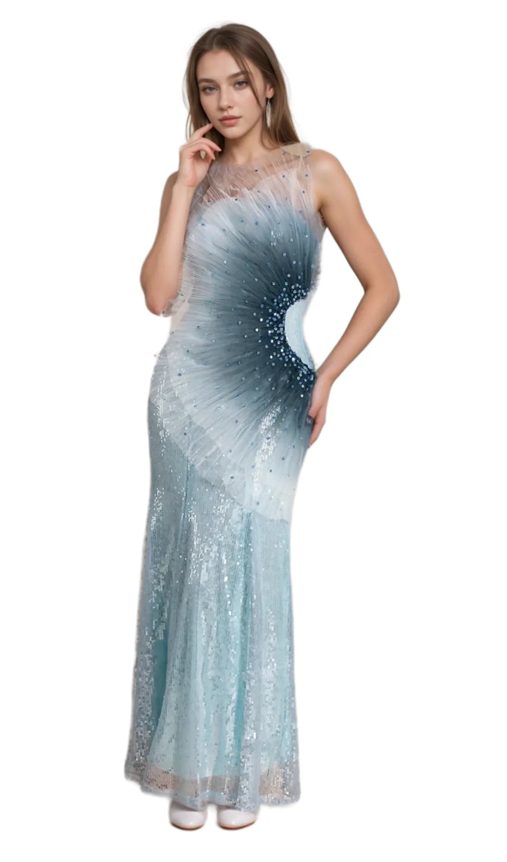 alyssa Samira Gradient Embellished Mermaid Maxi Dress Gloria Lanvin