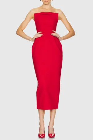 amanda Bow Strapless Maxi Dress in Red Gloria Lanvin