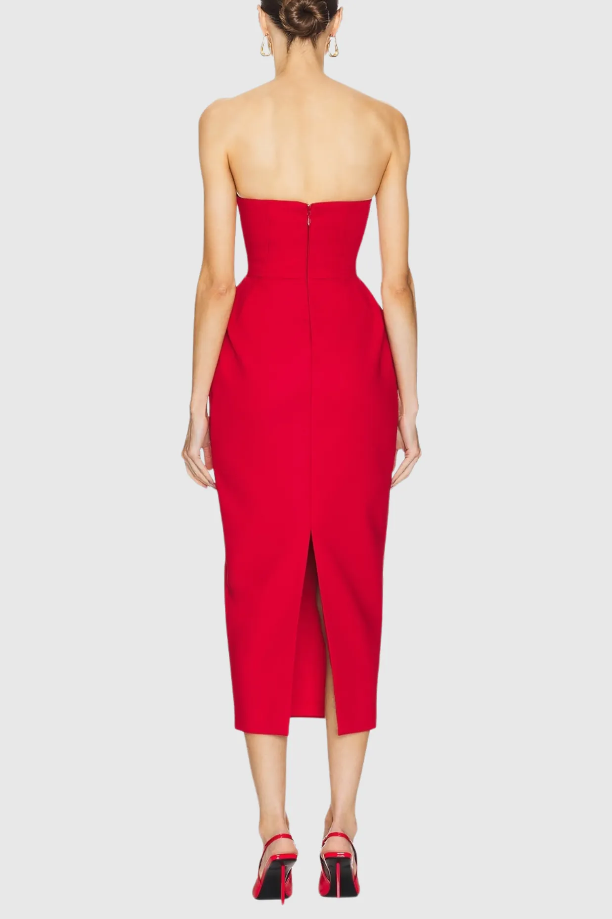 amanda Bow Strapless Maxi Dress in Red Gloria Lanvin
