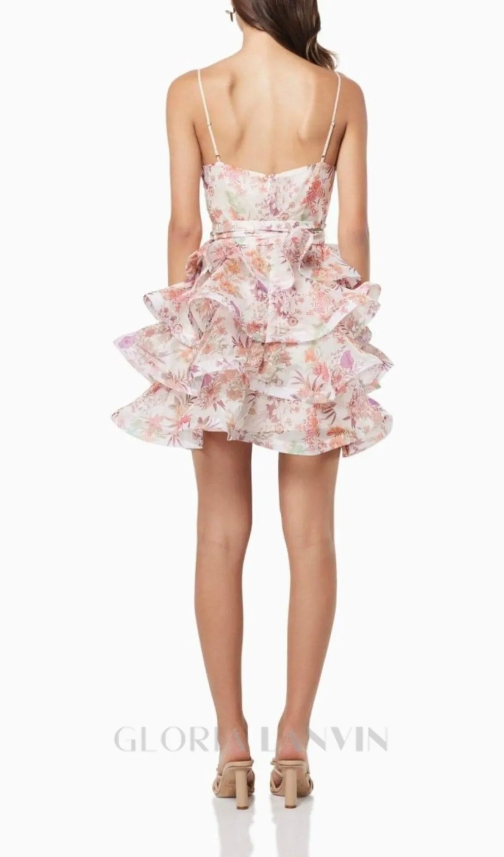 AMANDA MULTICOLOR FLORAL PRINTED RUFFLE MINI DRESS Gloria Lanvin