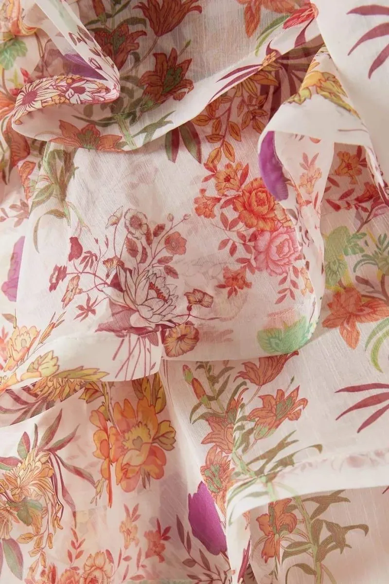 AMANDA MULTICOLOR FLORAL PRINTED RUFFLE MINI DRESS Gloria Lanvin