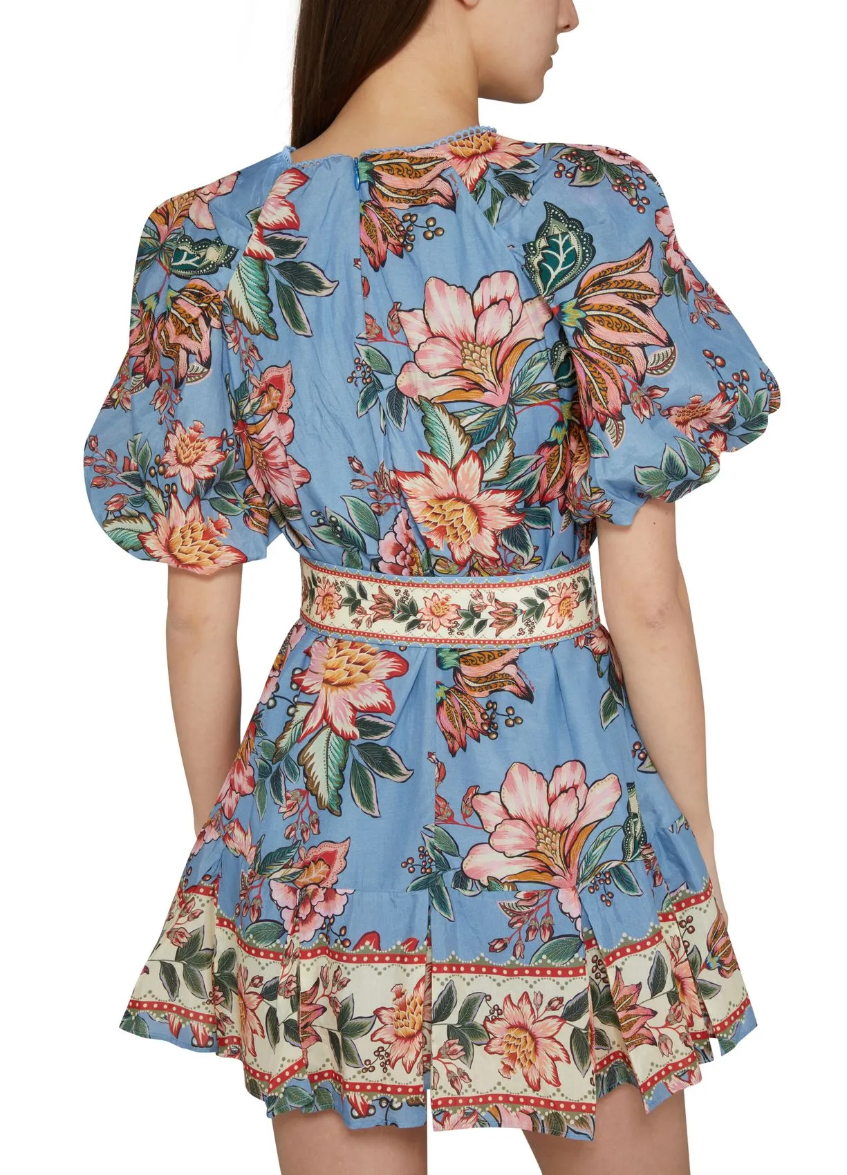 AMELIA BOUQUET PRINT MINI DRESS IN BLUE Gloria Lanvin