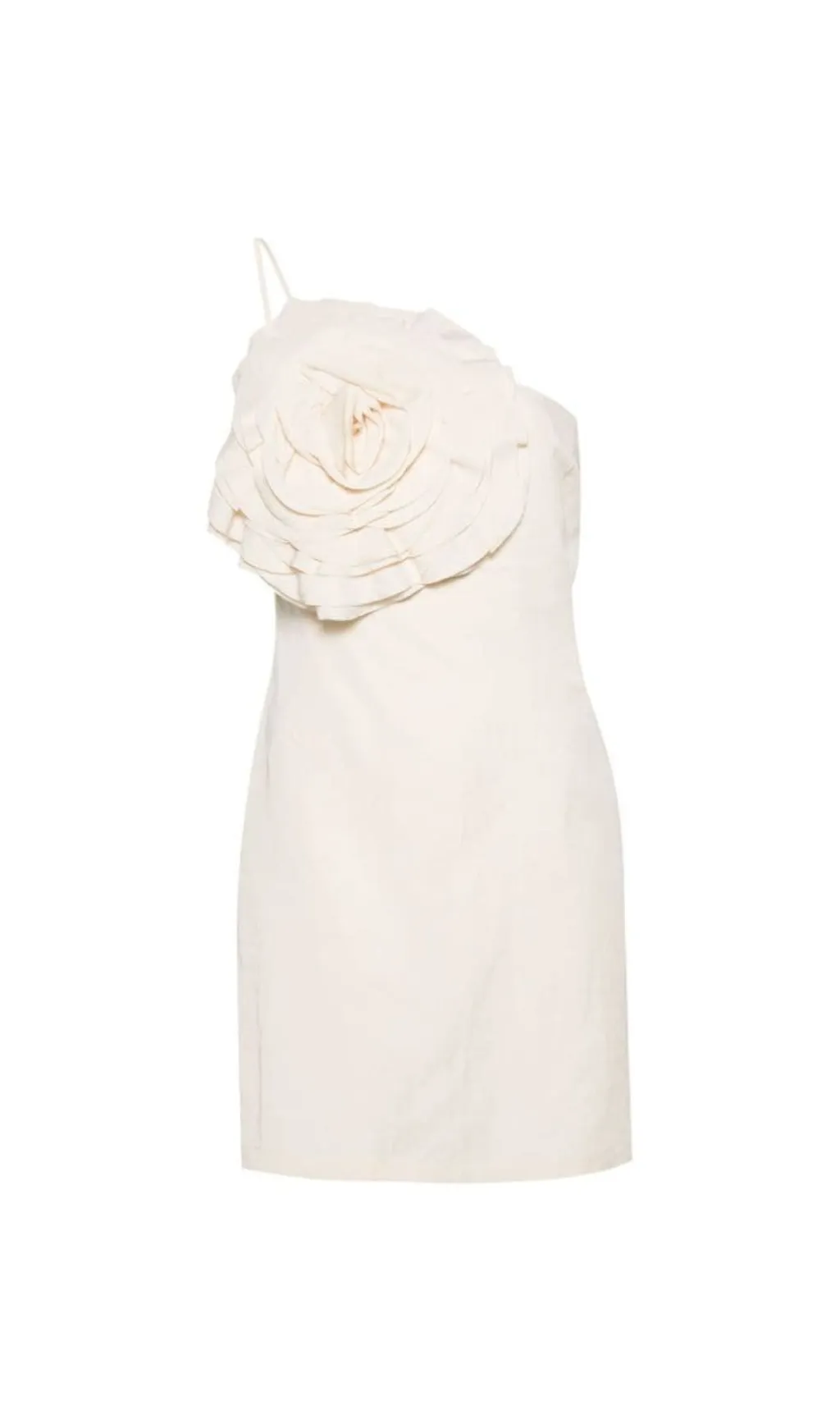 AMITY ONE-SHOULDER FLORAL-APPLIQU MINI DRESS IN WHITE Gloria Lanvin