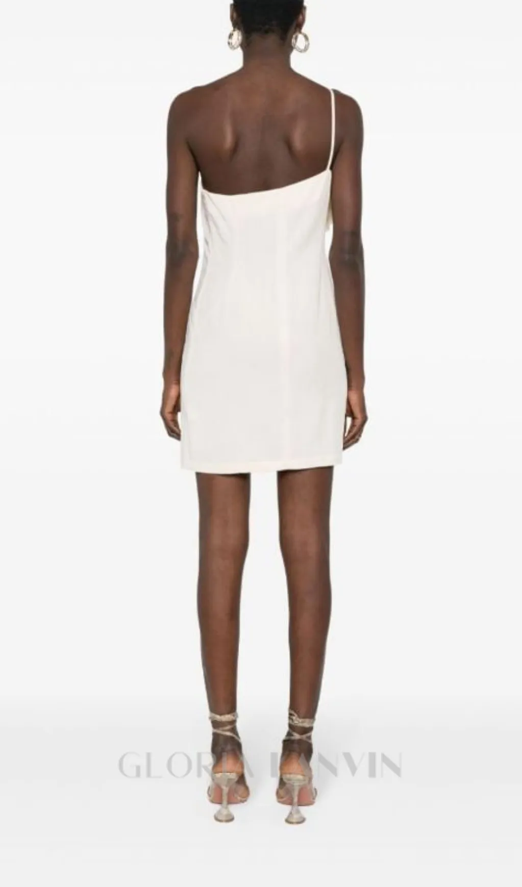 AMITY ONE-SHOULDER FLORAL-APPLIQU MINI DRESS IN WHITE Gloria Lanvin