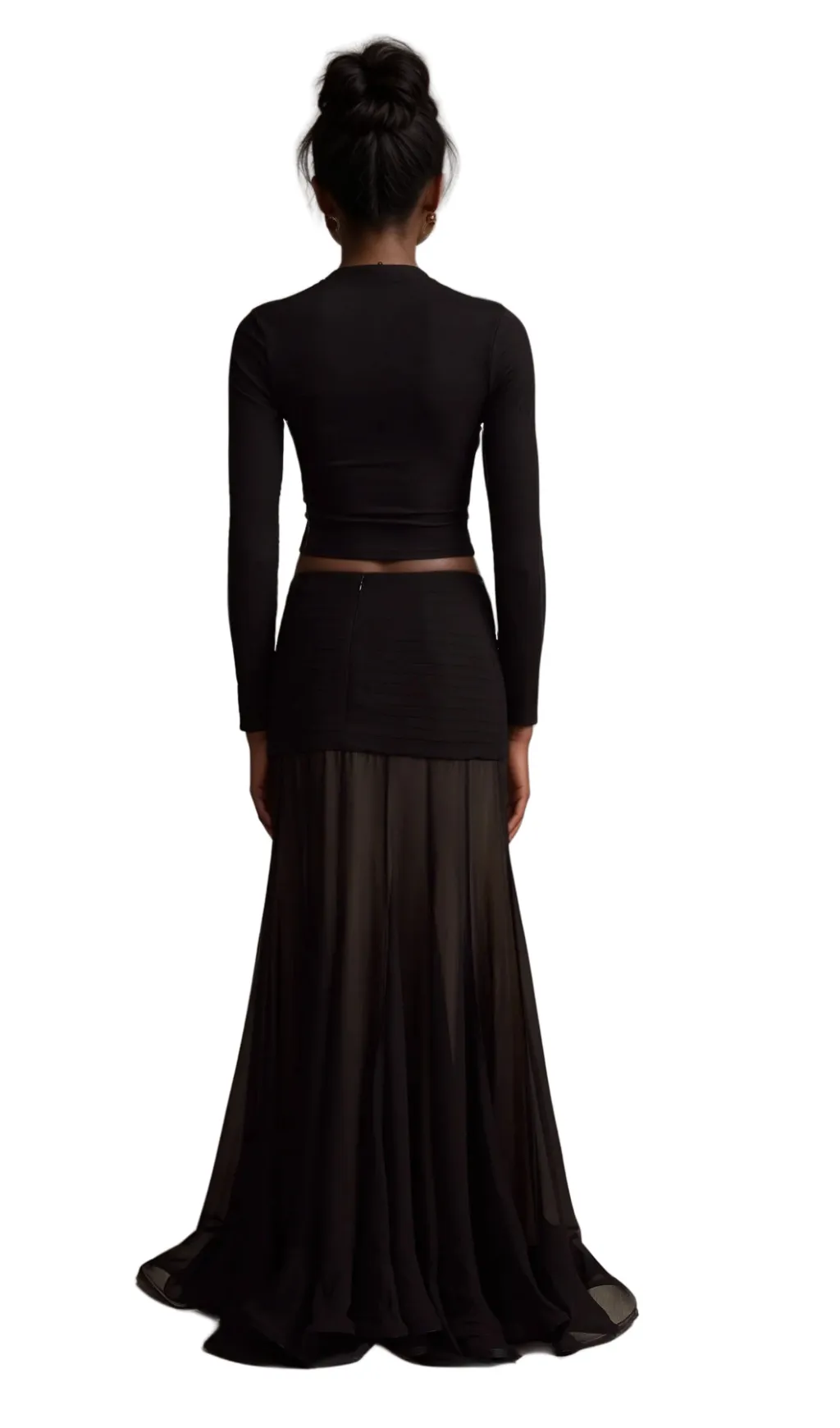 Anas black open-front gathered top Gloria Lanvin