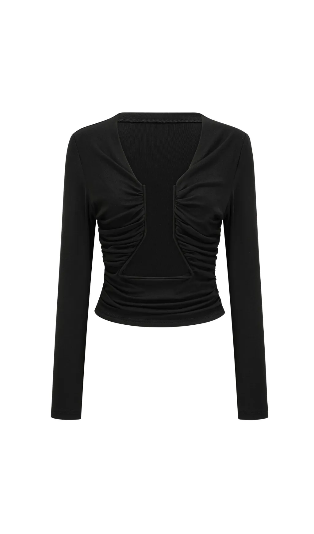 Anas black open-front gathered top Gloria Lanvin