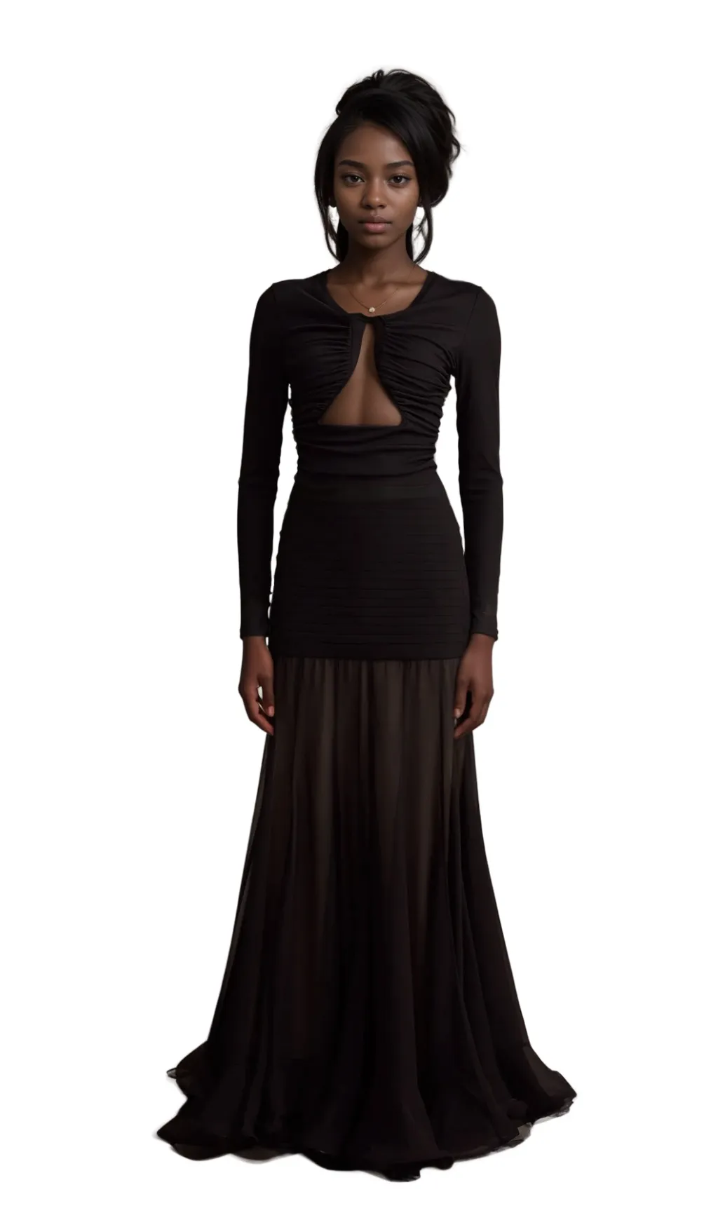 Anas black open-front gathered top Gloria Lanvin