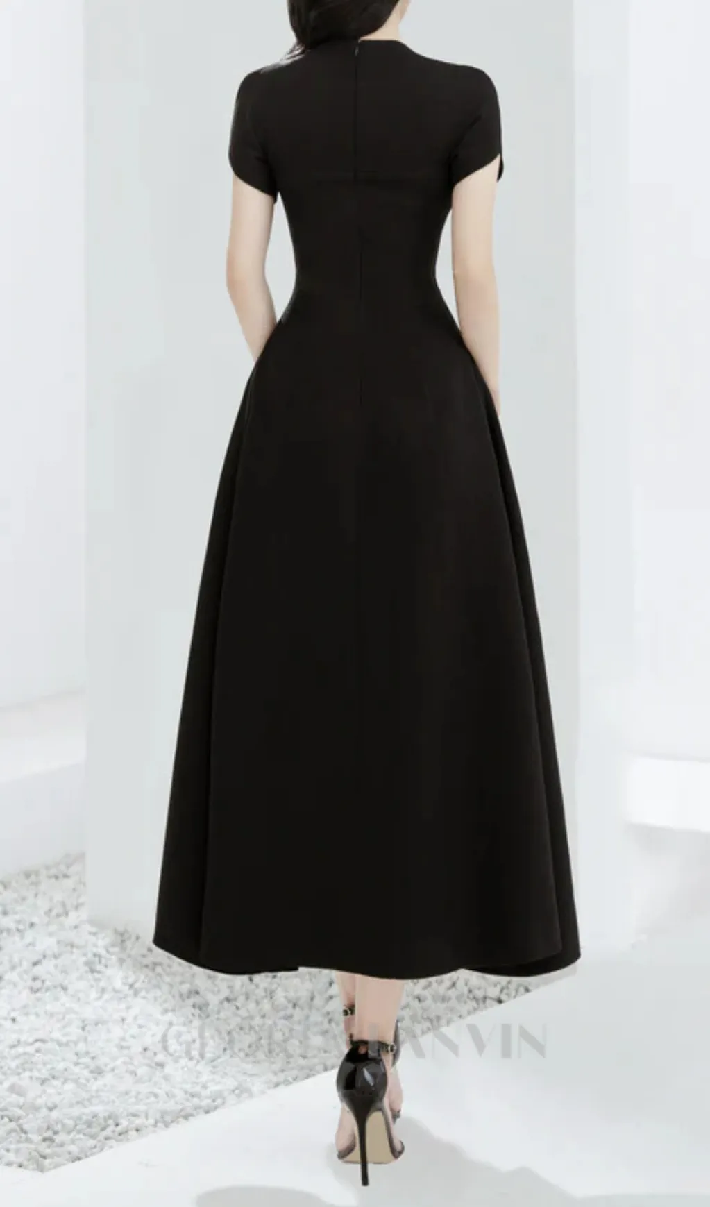 Andrea cut out a-line midi dress in black Gloria Lanvin