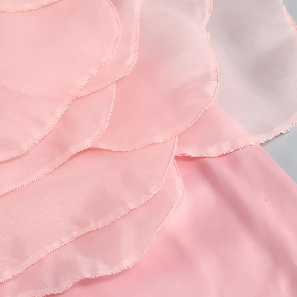 ANDREA MESH FLOWER ONE SHOULDER MIDI DRESS IN PINK Gloria Lanvin