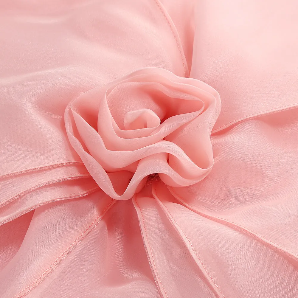 ANDREA MESH FLOWER ONE SHOULDER MIDI DRESS IN PINK Gloria Lanvin