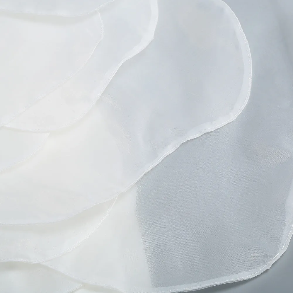 ANDREA MESH FLOWER ONE SHOULDER MIDI DRESS IN WHITE Gloria Lanvin
