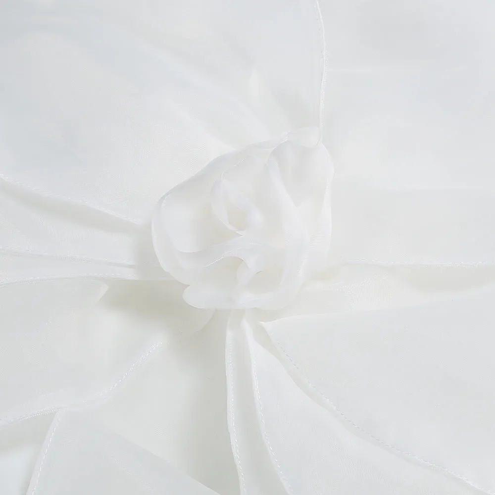 ANDREA MESH FLOWER ONE SHOULDER MIDI DRESS IN WHITE Gloria Lanvin