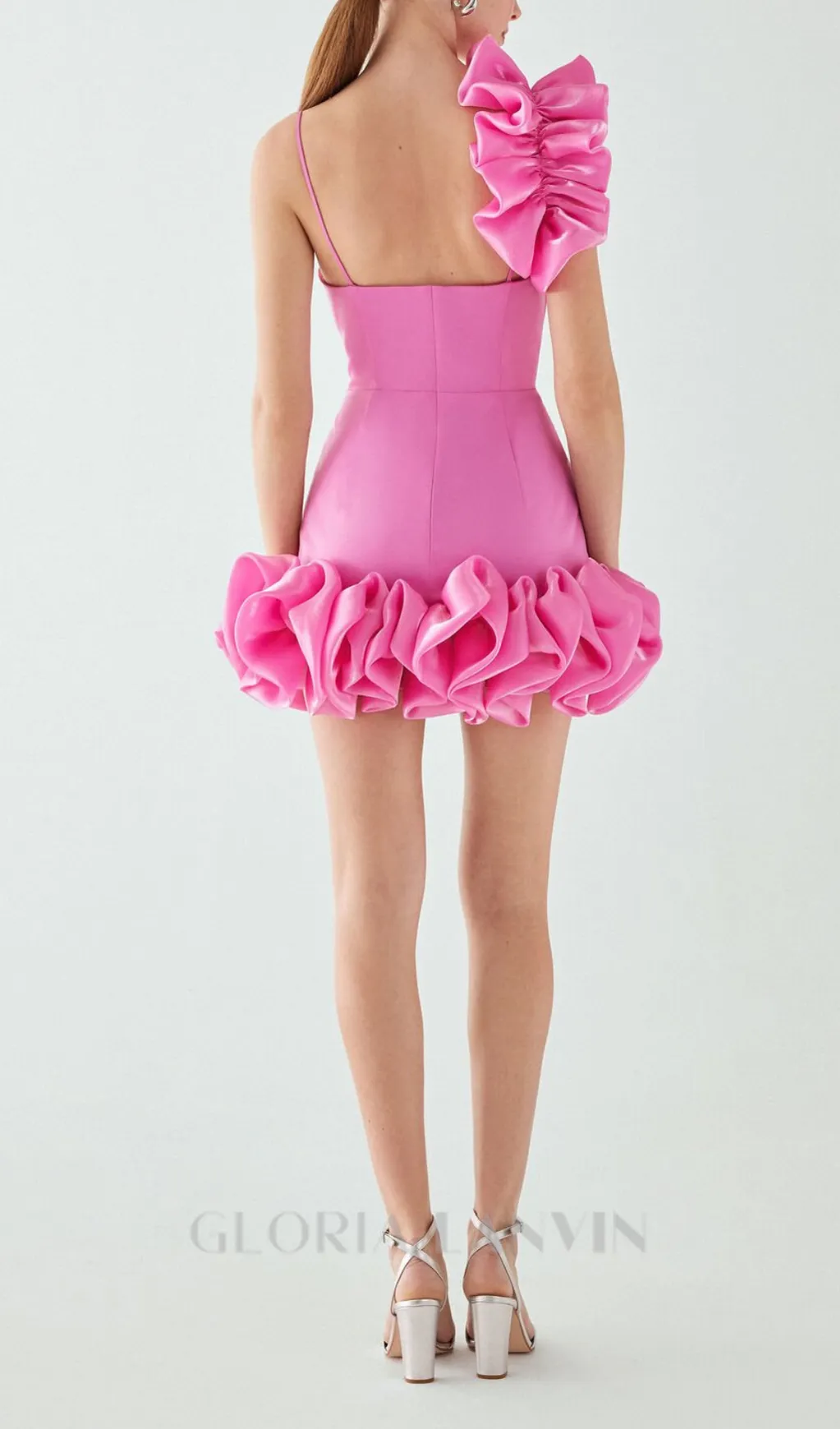 ANDREA PINK FLOWER TRIM STRAP MINI DRESS Gloria Lanvin