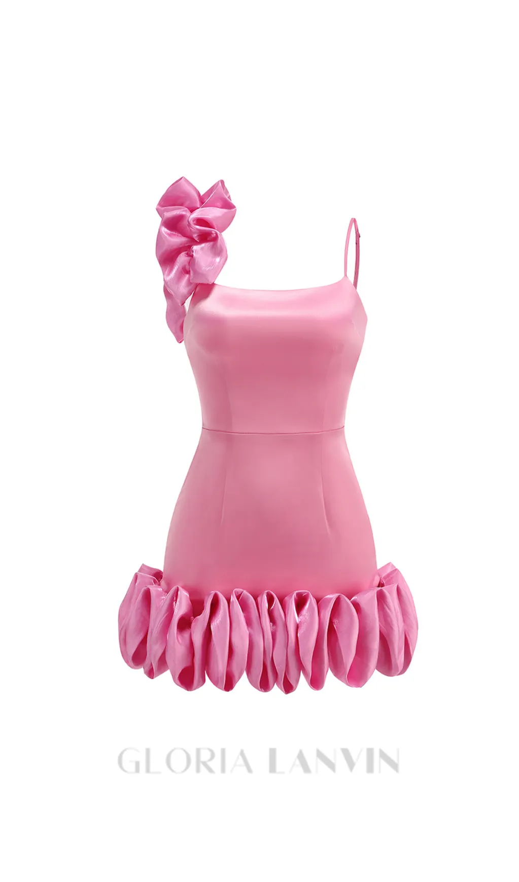 ANDREA PINK FLOWER TRIM STRAP MINI DRESS Gloria Lanvin