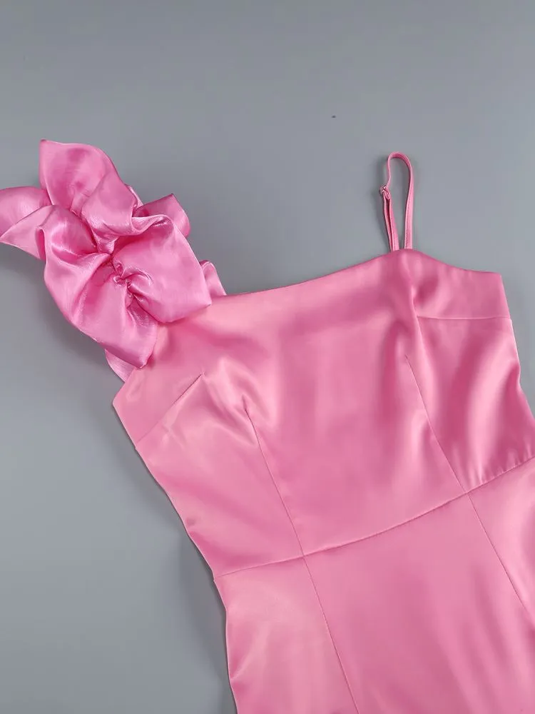 ANDREA PINK FLOWER TRIM STRAP MINI DRESS Gloria Lanvin