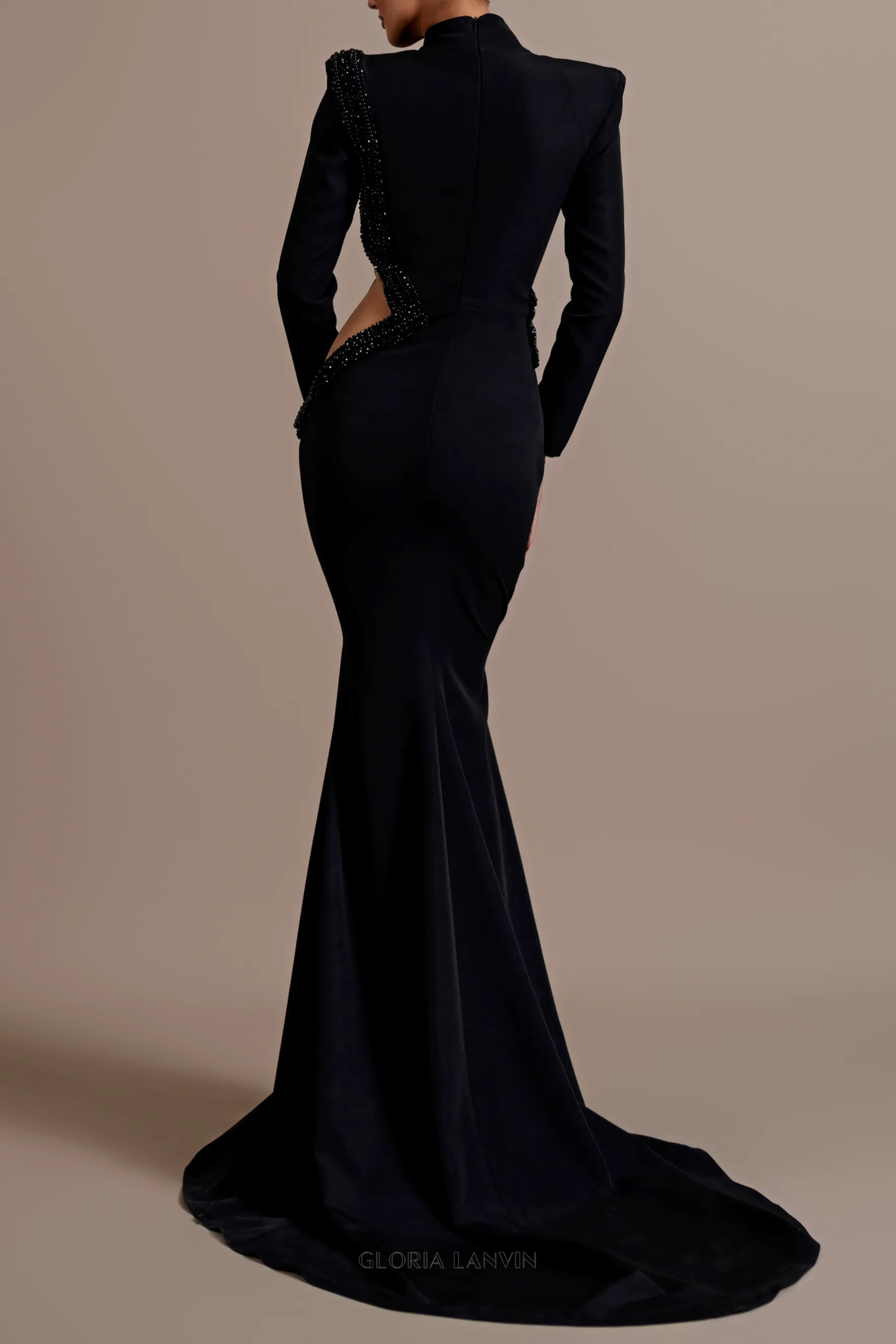 angela cut out Diamond bandage bodycon maxi dress in black Gloria Lanvin