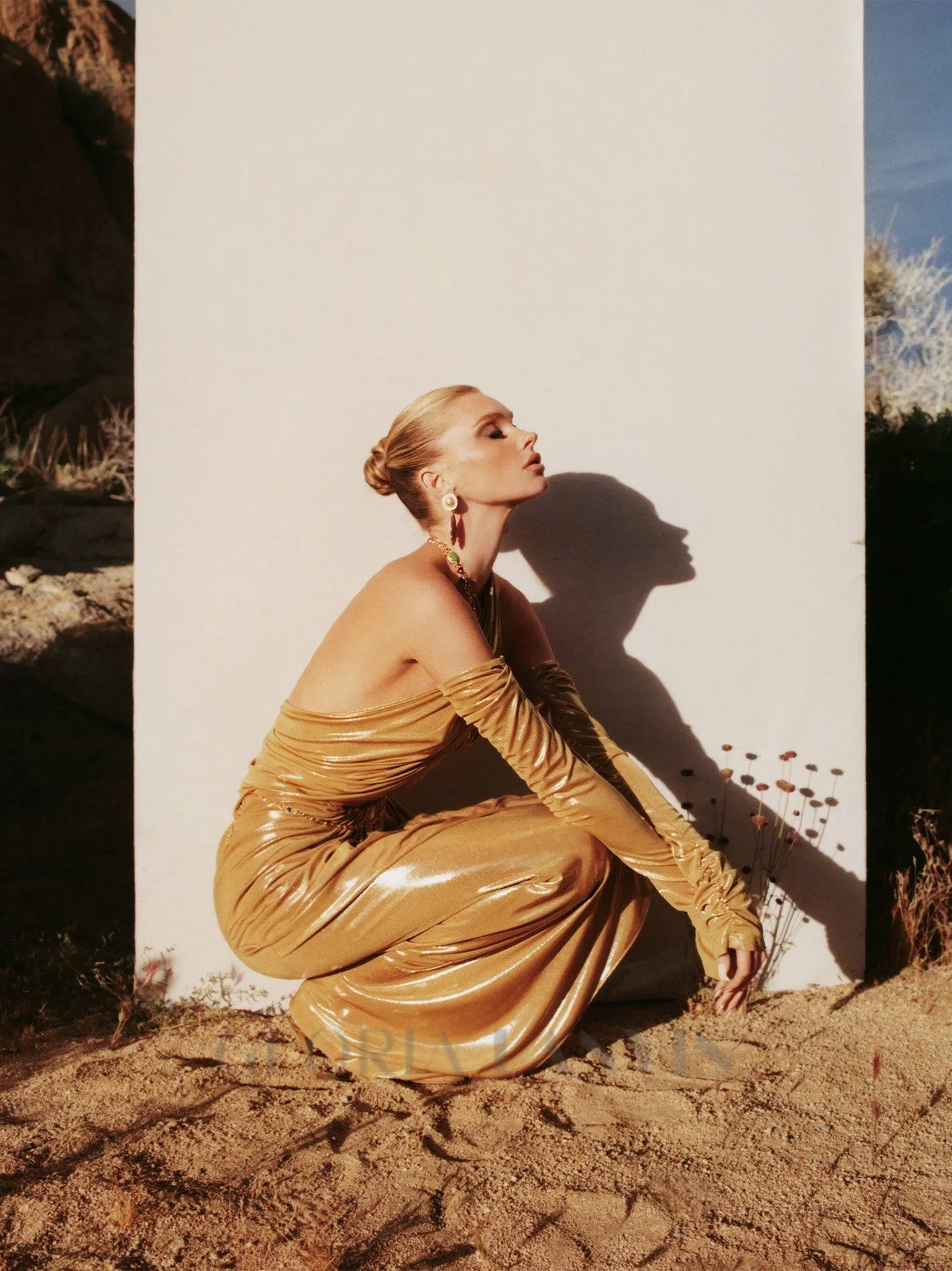 ANILA YELLOW RUCHED LEATHER MIDI DRESS Gloria Lanvin