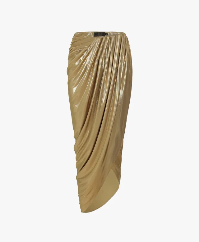 ANILA YELLOW RUCHED LEATHER MIDI DRESS Gloria Lanvin