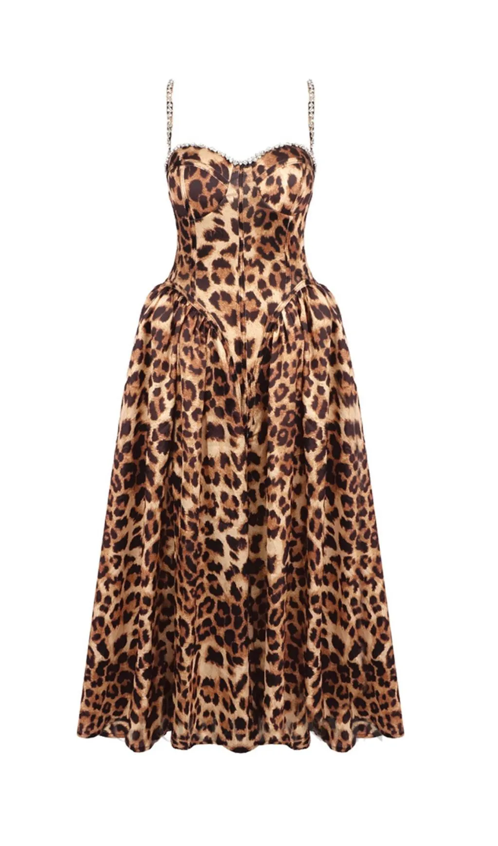 Animal Print Crystal Bustier A Line Midi Dress Gloria Lanvin