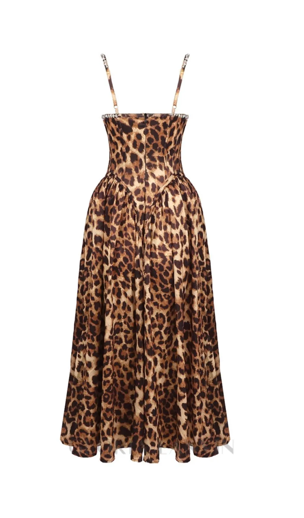 Animal Print Crystal Bustier A Line Midi Dress Gloria Lanvin