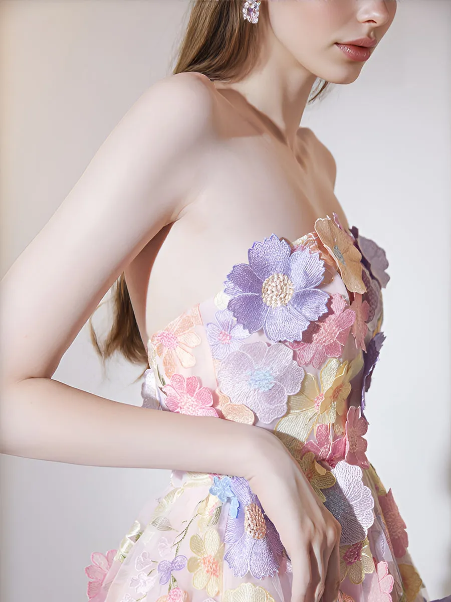 anna floral embroidery midi dress in pastel pink Gloria Lanvin