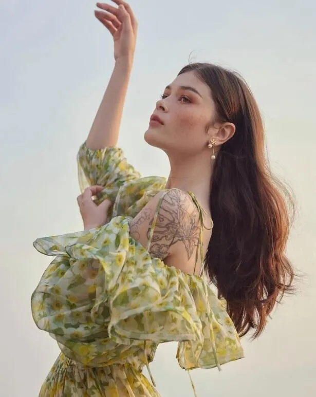 ANNA PRINTED RUFFLE TRIM MINI DRESS IN Green Gloria Lanvin