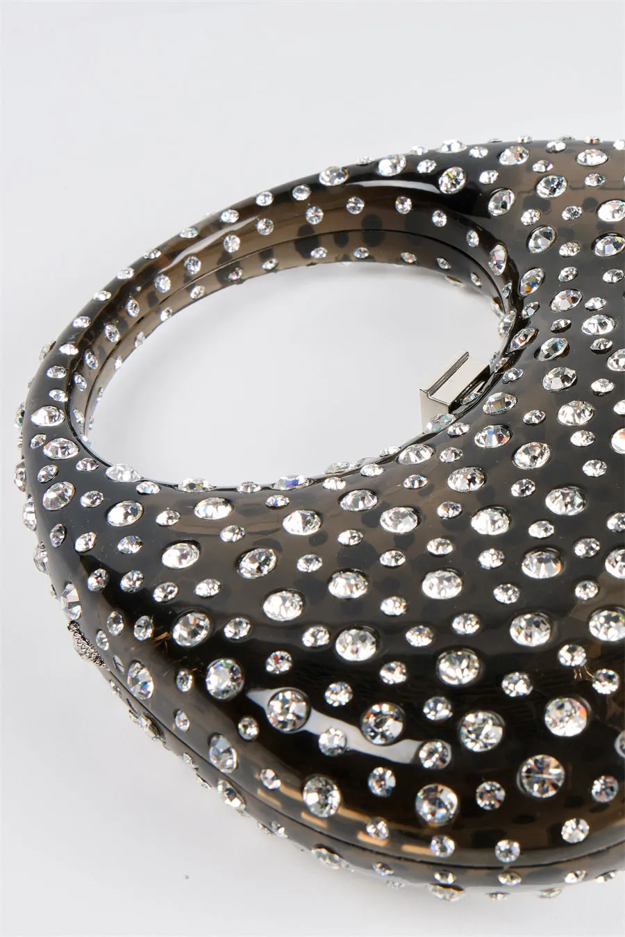 Annabel Clear Crystal Embellished Acrylic Clutch - Black Gloria Lanvin