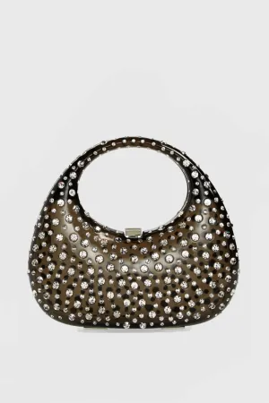 Annabel Clear Crystal Embellished Acrylic Clutch - Black Gloria Lanvin