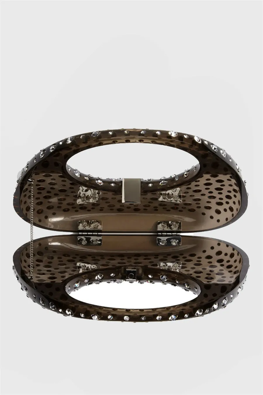 Annabel Clear Crystal Embellished Acrylic Clutch - Black Gloria Lanvin