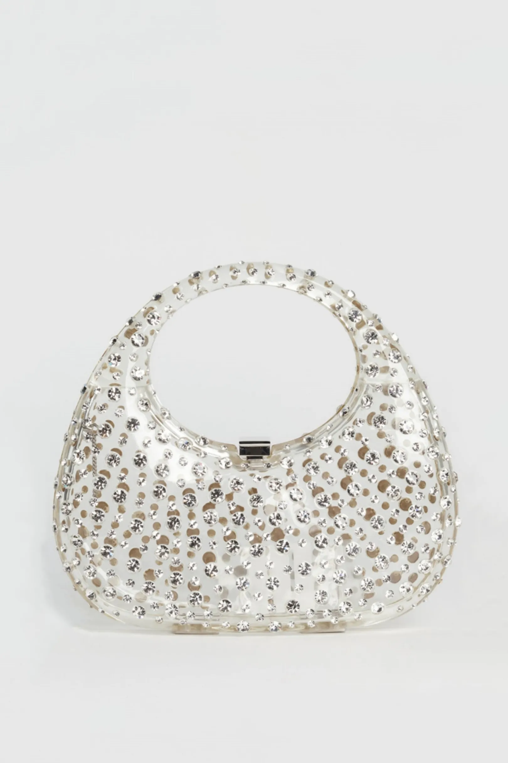 Annabel Clear Crystal Embellished Acrylic Clutch - White Gloria Lanvin