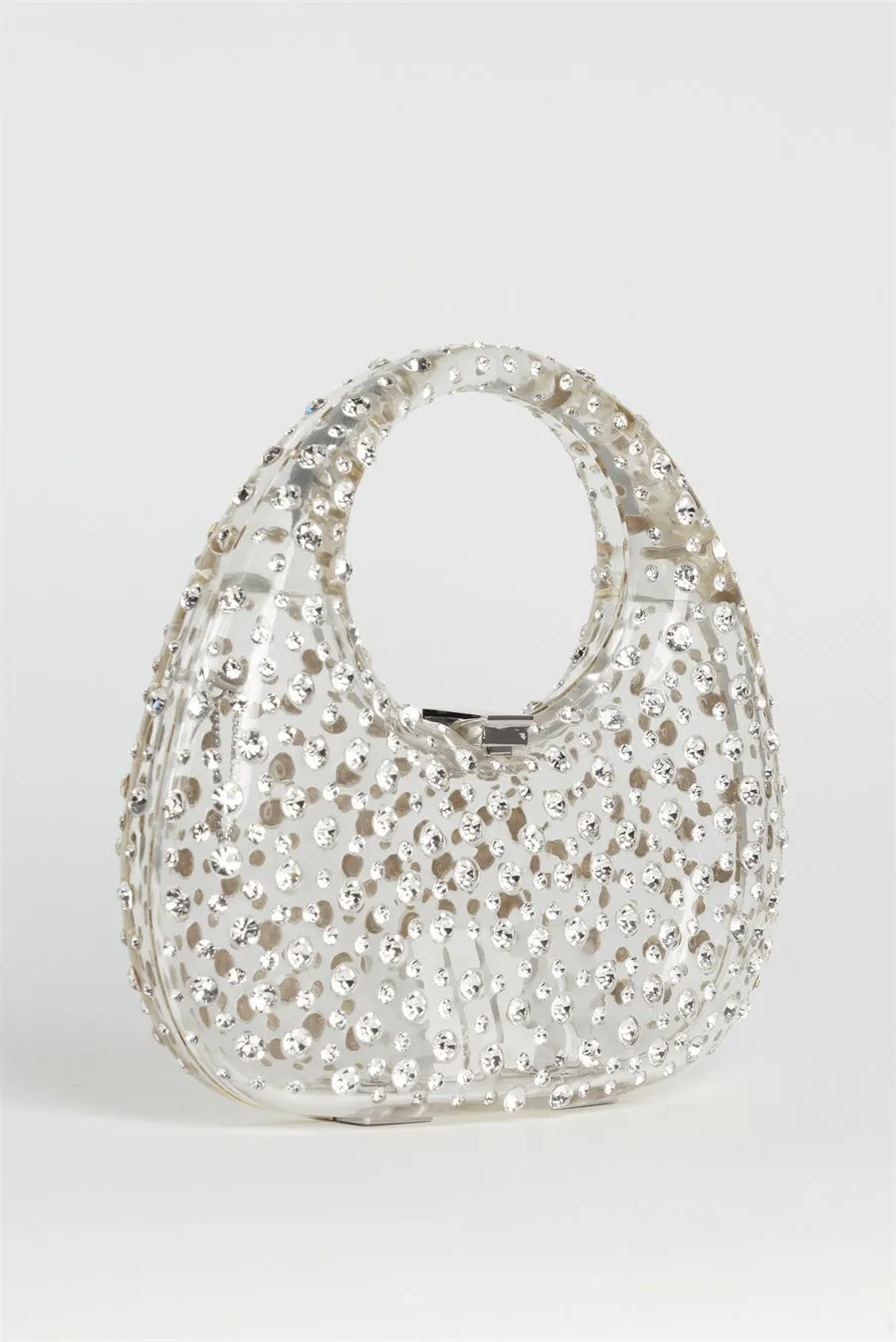 Annabel Clear Crystal Embellished Acrylic Clutch - White Gloria Lanvin
