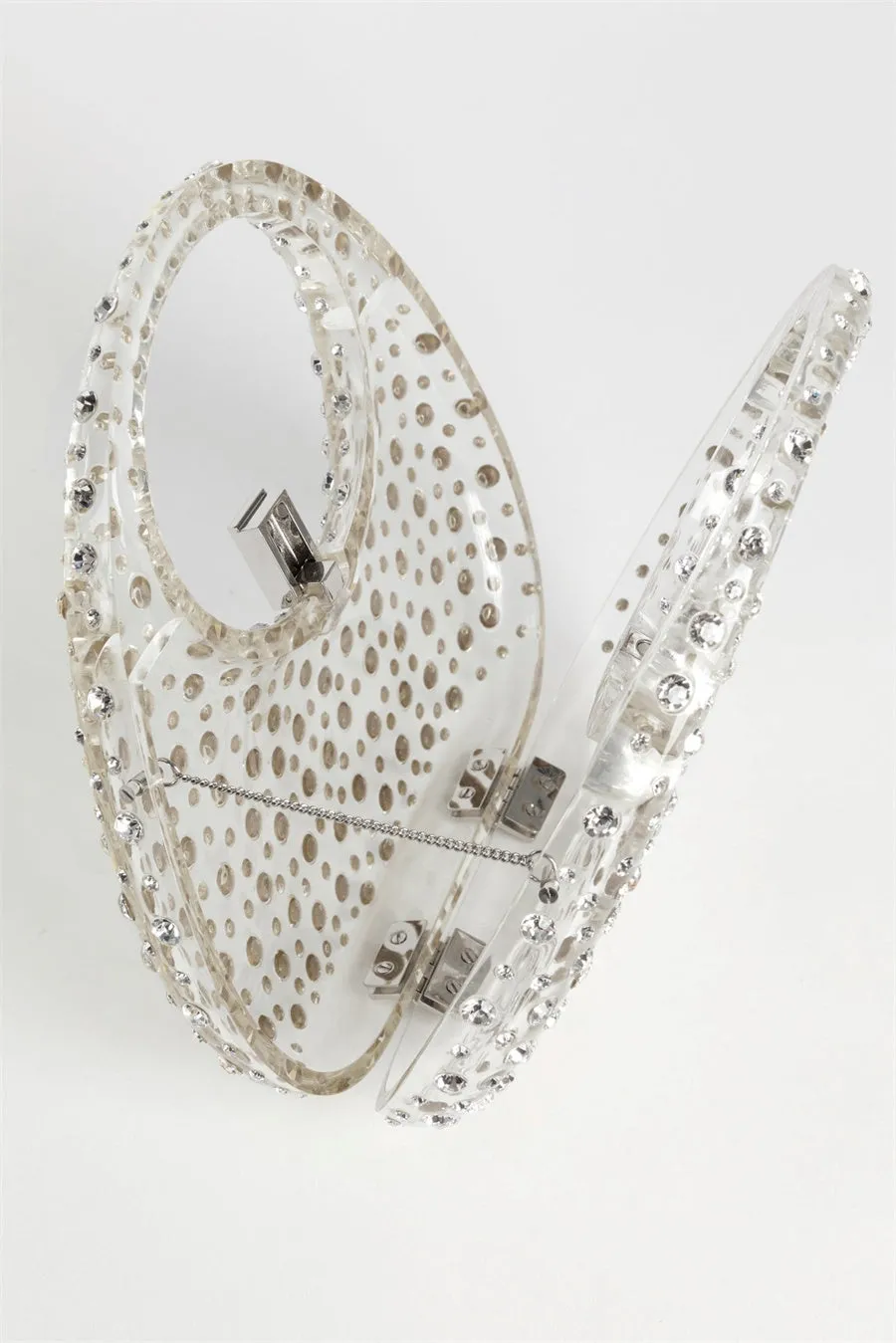 Annabel Clear Crystal Embellished Acrylic Clutch - White Gloria Lanvin