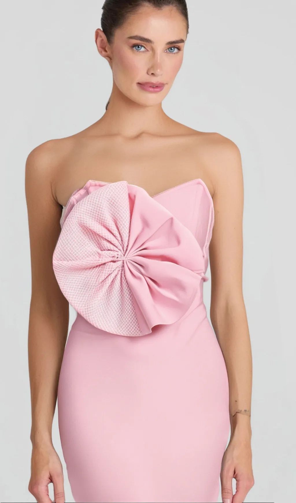 ANNABELLE BOWKNOT BANDAGE BUSTIER MIDI DRESS IN PINK Gloria Lanvin