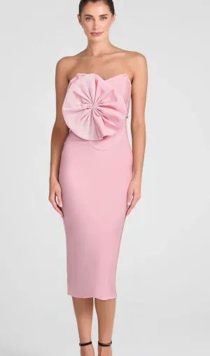ANNABELLE BOWKNOT BANDAGE BUSTIER MIDI DRESS IN PINK Gloria Lanvin