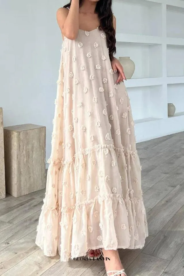 annabelle Jacquard strap maxi dress in apricot Gloria Lanvin